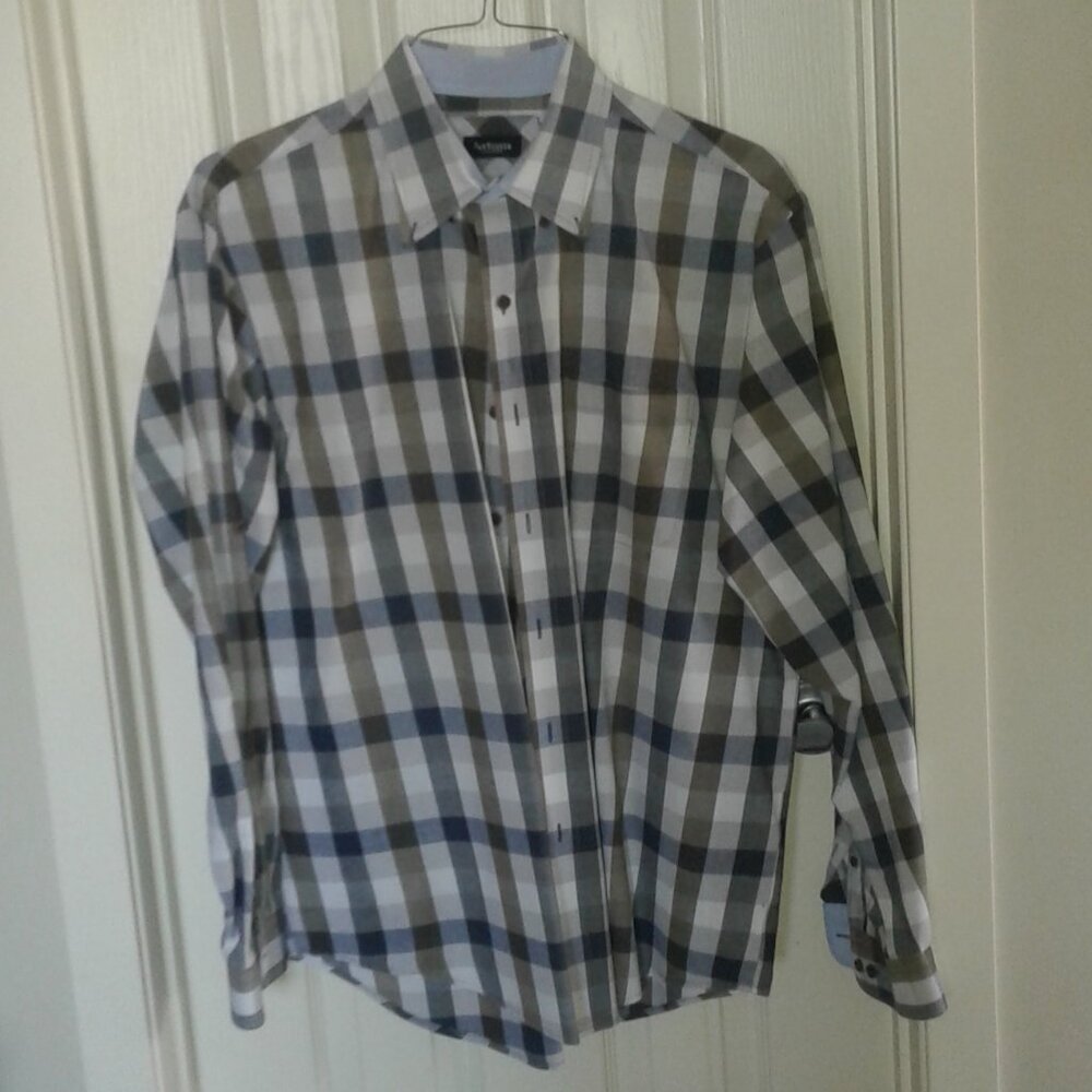 Van Heusen plaid long sleeve mens shirt